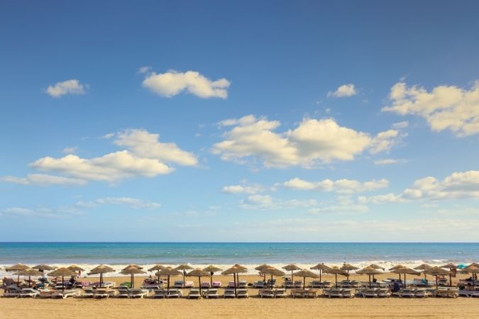 Estepona sandy beach and blue sea